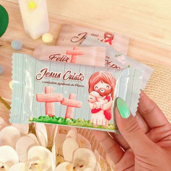 Rotulo Adesivo para Chocolate Páscoa com Jesus