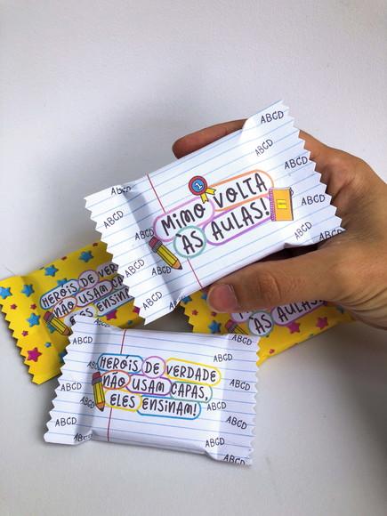 Rotulo Adesivo para Mini Talento Chocolate Volta as Aulas