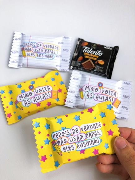 Rotulo Adesivo para Mini Talento Chocolate Volta as Aulas