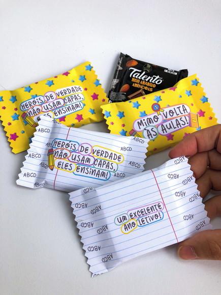 Rotulo Adesivo para Mini Talento Chocolate Volta as Aulas