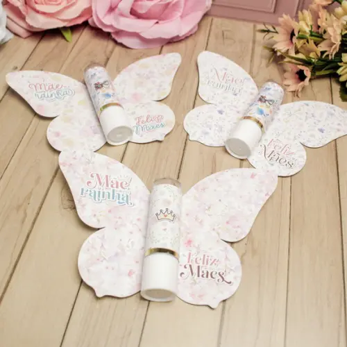 Borboleta e Rótulo para Batom ou Hidratante Dia das Mães