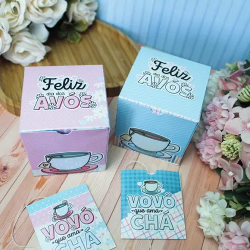Caixa e Envelopes para Chá Dia do Avós