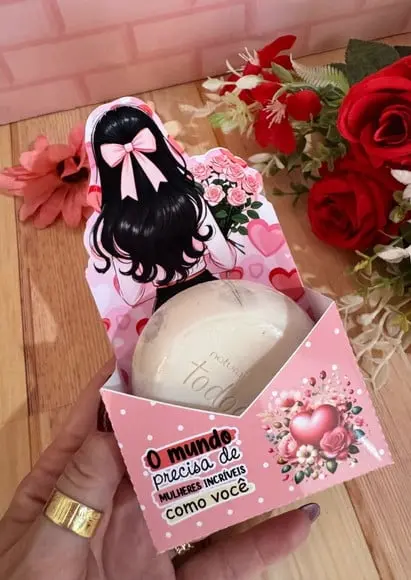 Caixa Envelope Porta Sabonete Dia da Mulher