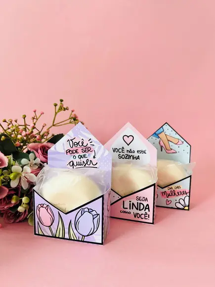 Caixa Envelope Porta Sabonete Dia da Mulher