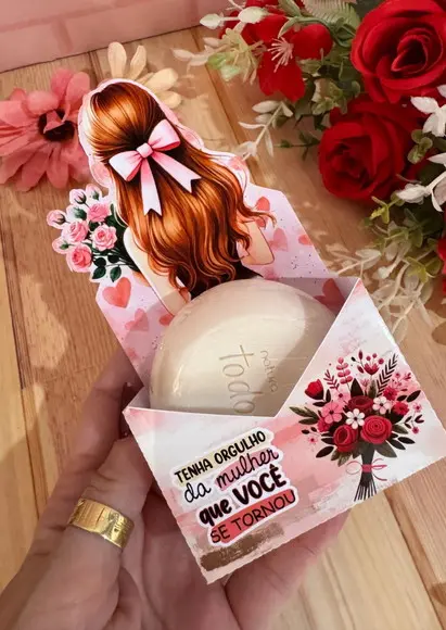Caixa Envelope Porta Sabonete Dia da Mulher