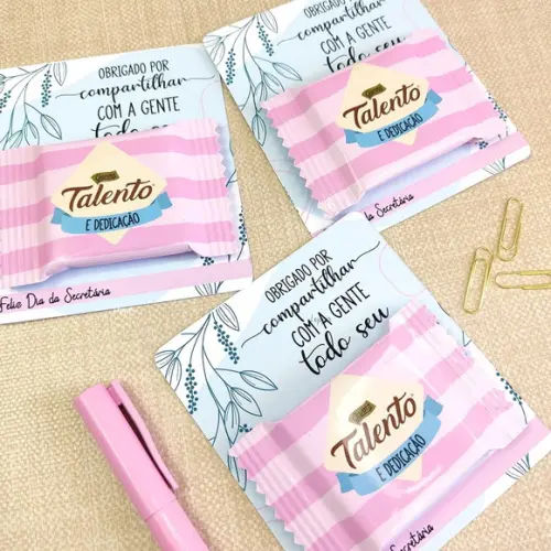 Cartao e Rótulo para Chocolate Mini Talento Dia da Secretaria