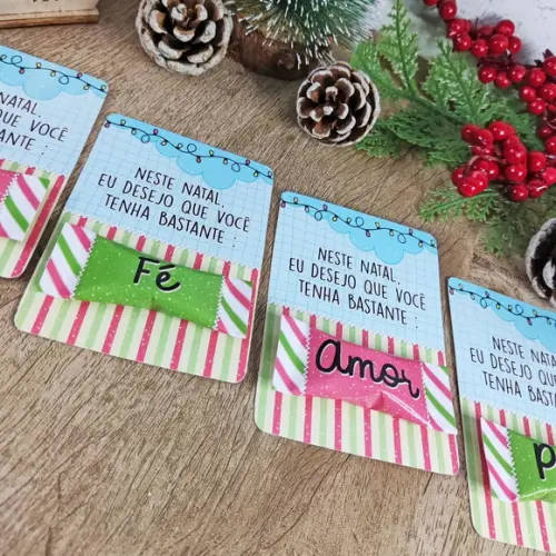 Cartão e Balinha com Palavras do Natal
