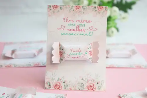 Cartão e Balinha Dia da Mulher Modelo Flores