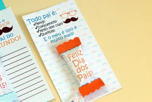 Cartão e Balinha Día dos Pais Modelo Cupom