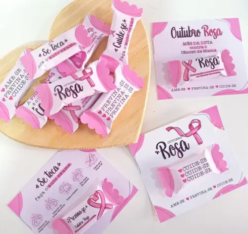 Cartão e Balinha Outubro Rosa