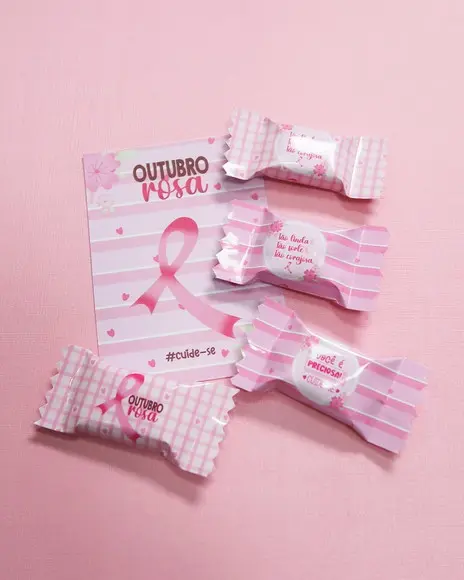 Cartão e Balinha Outubro Rosa