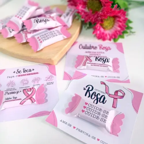 Cartão e Balinha Outubro Rosa