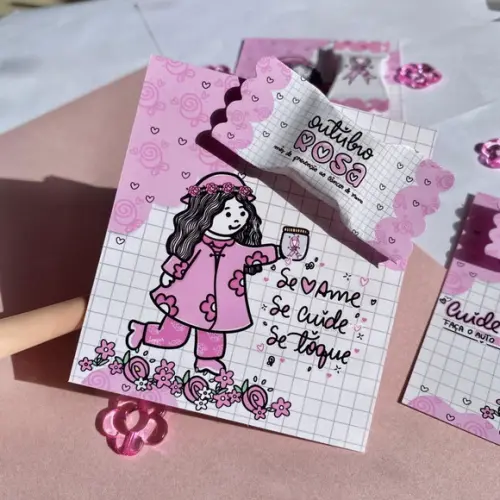 Cartão e Balinha Outubro Rosa