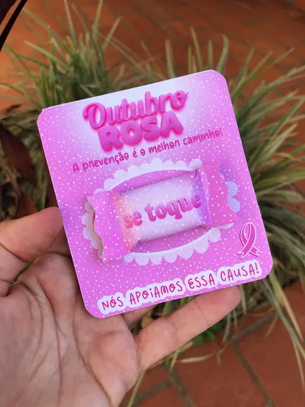 Cartão e Balinha Outubro Rosa
