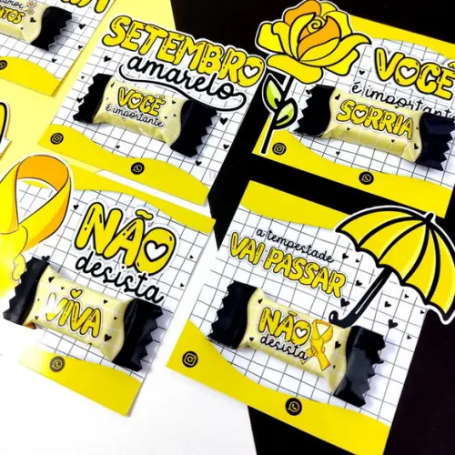 Cartão e Balinha Setembro Amarelo