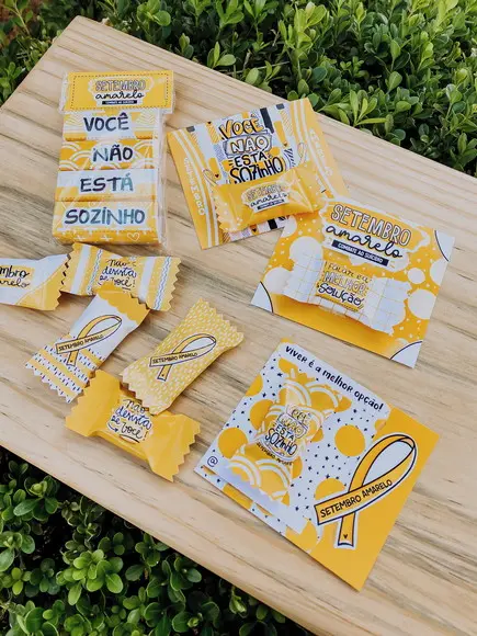 Cartão e Balinha Setembro Amarelo Você Não Está Sozinho