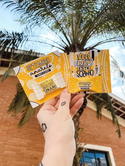 Cartão e Balinha Setembro Amarelo Você Não Está Sozinho