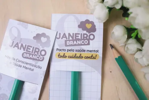 Cartão e Lápis Janeiro Branco ou  Dia do Psicólogo