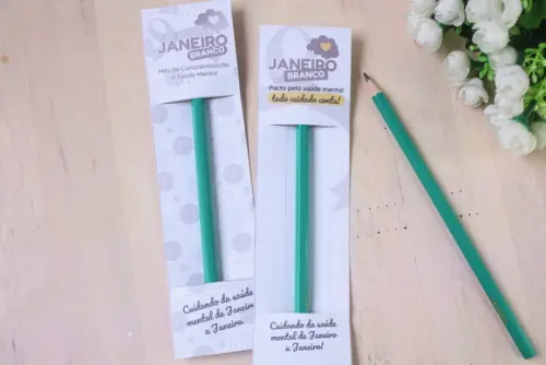Cartão e Lápis Janeiro Branco ou  Dia do Psicólogo