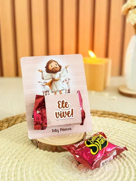 Cartão e Rotulo para Bombon Pascoa Cristã