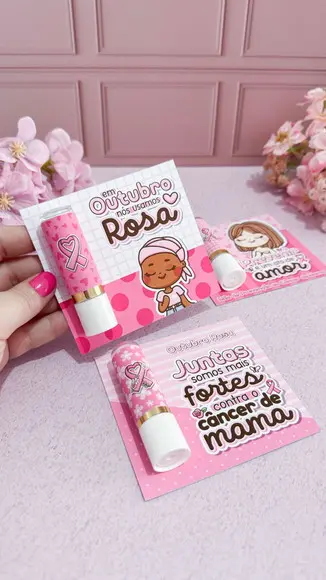 Cartão e Rótulo para Batom ou Hidratante Outubro Rosa