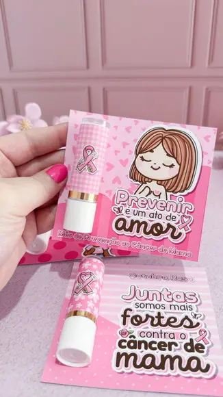 Cartão e Rótulo para Batom ou Hidratante Outubro Rosa