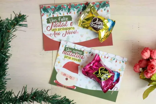 Cartão para Bombom Natal Jesus Papai Noel