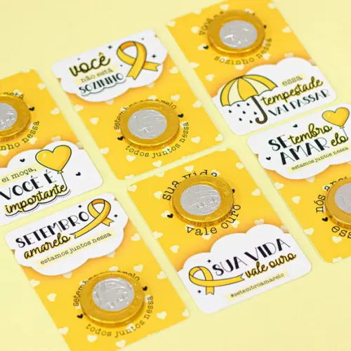 Cartão para Moeda de Chocolate Setembro Amarelo