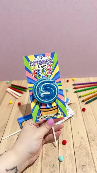 Cartão para Pirulito Psicodelico Dia das Crianças