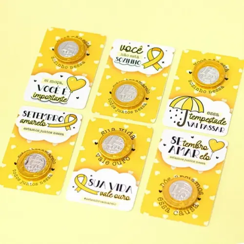 Cartão para Moeda de Chocolate Setembro Amarelo