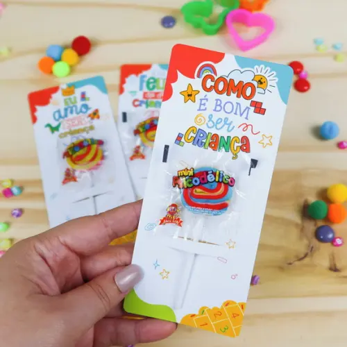 Cartão para Pirulito Psicodélico Dia das Crianças