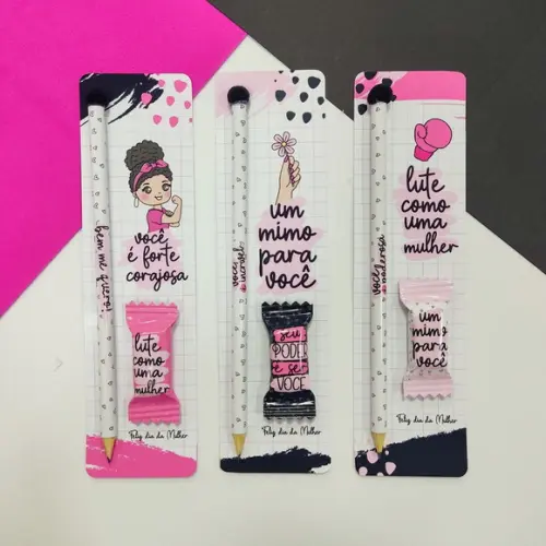 Cartão, Lápis e Balinha Dia da Mulher