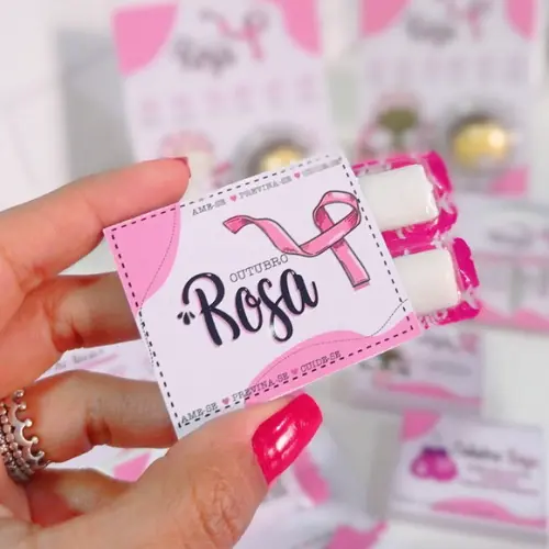 Chicletes com Frase Outubro Rosa