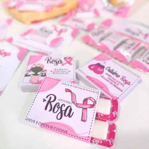 Chicletes com Frase Outubro Rosa
