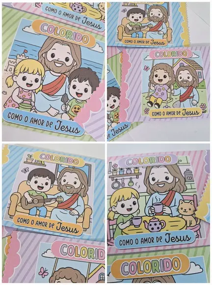 Envelope com Desenhos para Colorir Jesus e Crianças