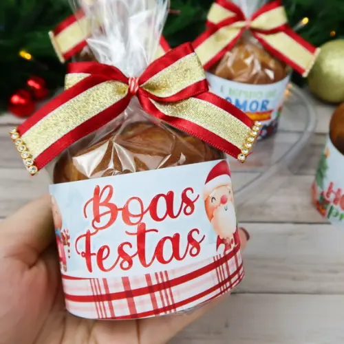 Cinta para mini panetone 80g personalizada Feliz Natal