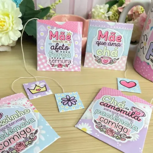 Porta Saquinho de Chá Dia das Mães