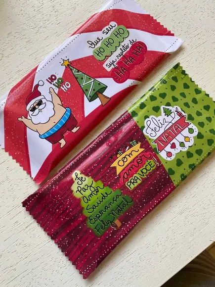 Rotulo Adesivo para Chocolate Natal