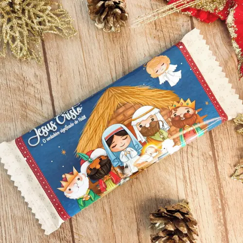 Rotulo Adesivo para Chocolate Natal Menino Jesus