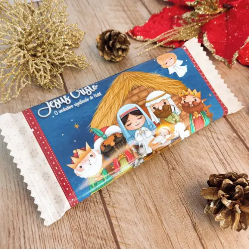 Rotulo Adesivo para Chocolate Natal Menino Jesus