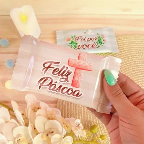 Rotulo Adesivo para Chocolate Páscoa com Jesus