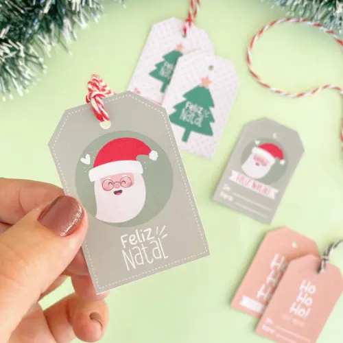 Tags com Furo Natal Papai Noel Arvore