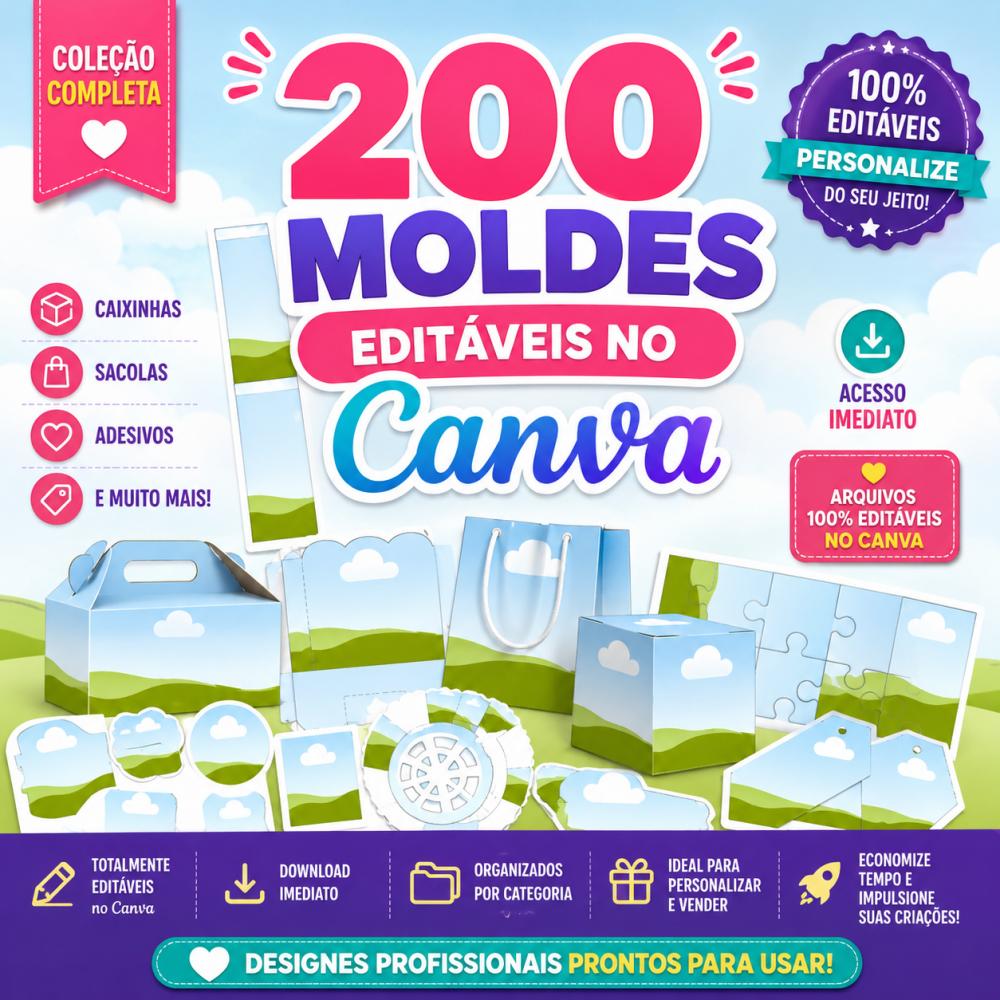 200 moldes editáveis canva