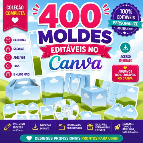 400 moldes editáveis canva