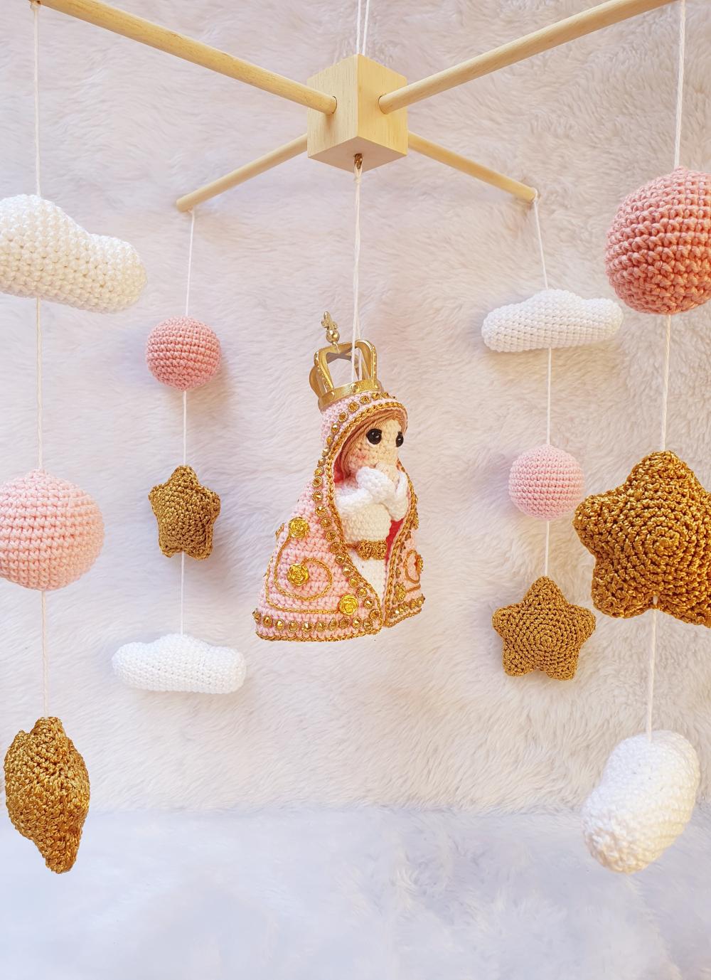 Mobile De Berço Nossa Senhora Rosa Decoração Bebê Infantil