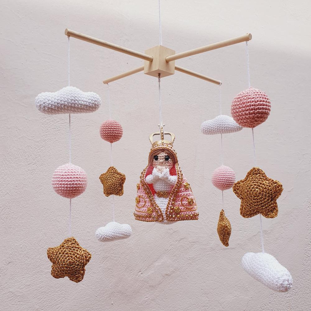 Mobile De Berço Nossa Senhora Rosa Decoração Bebê Infantil