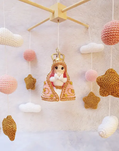 Mobile De Berço Nossa Senhora Rosa Decoração Bebê Infantil