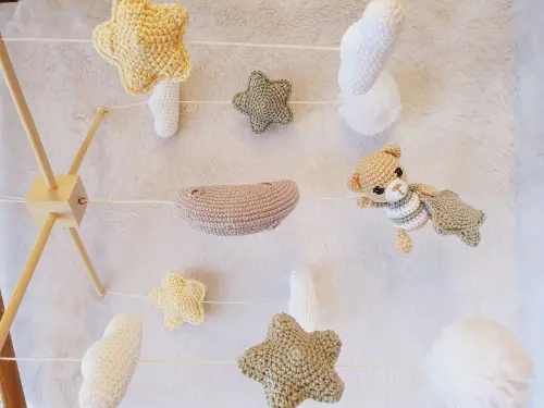 Mobile De Berço Urso E Lua Croche Bebe Decoração Infantil