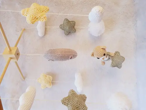 Mobile De Berço Urso E Lua Croche Bebe Decoração Infantil