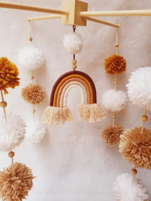 Móbile Boho Arco-íris Para Berço Tons Terrosos Bebe Infantil